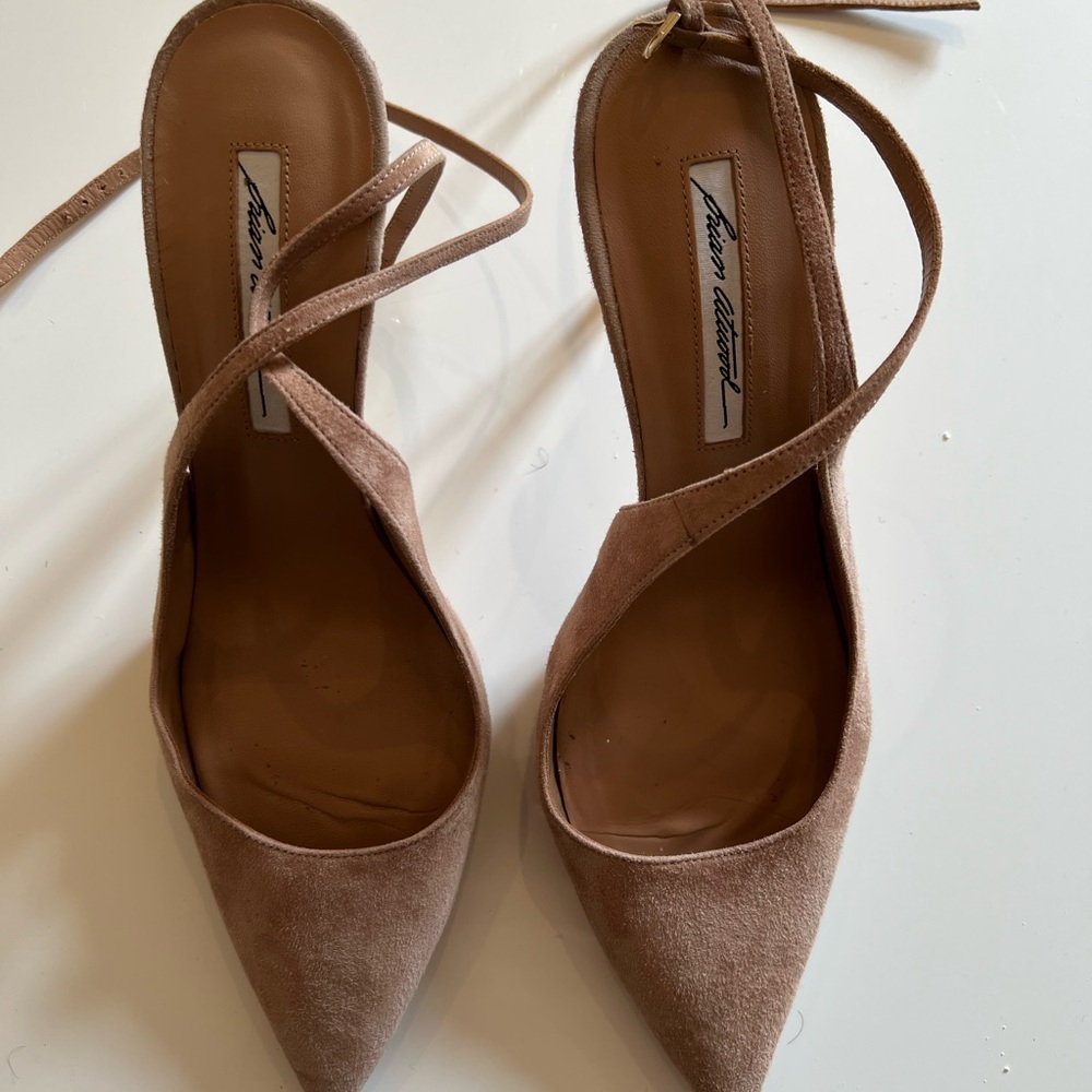 Brian Atwood Tan Suede Heels